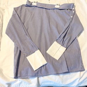 One shoulder pinstriped top